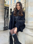 Modes vilnas jaka sievietēm 2024. gada pavasara mēteļi ar garām piedurknēm, sieviešu eleganti lielizmēra, eleganti ielas virsdrēbes