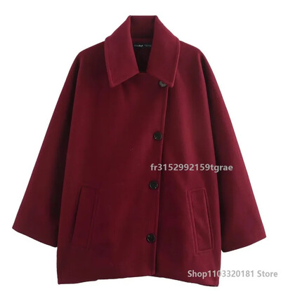 Modes vilnas jaka sievietēm 2024. gada pavasara mēteļi ar garām piedurknēm, sieviešu eleganti lielizmēra, eleganti ielas virsdrēbes