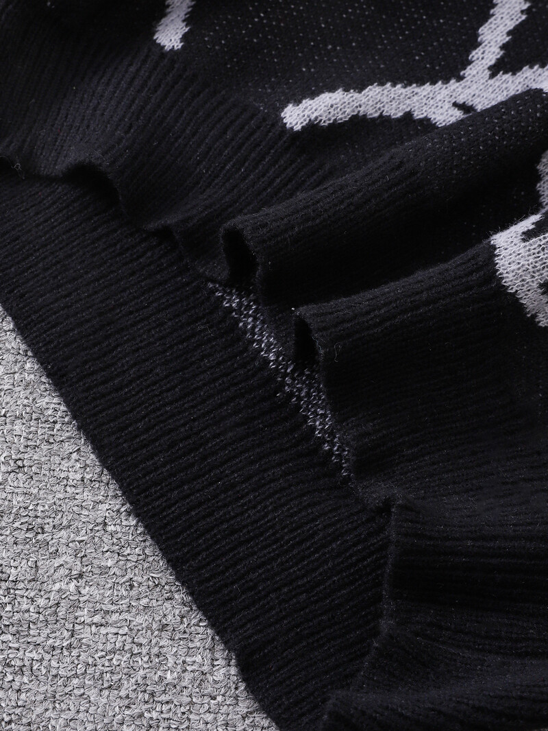 Jauns populārs rudens un ziemas zirnekļtīkla žakarda raksta džemperis Ikdienas vīriešu džemperis ar apaļu kaklu