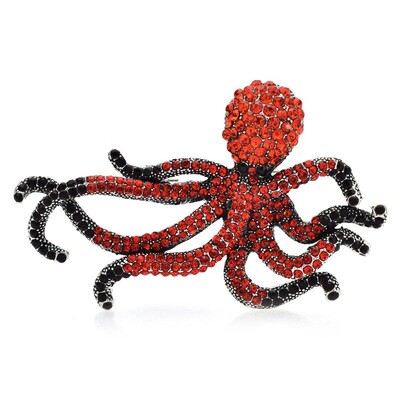 Sieviešu dzirkstošais astoņkājis zivju pin Rhinestone Sea Animal Party Brooch