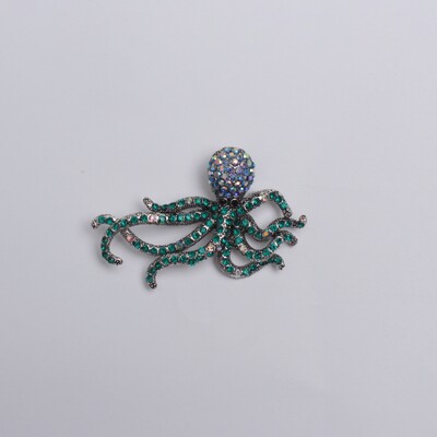 Sieviešu dzirkstošais astoņkājis zivju pin Rhinestone Sea Animal Party Brooch