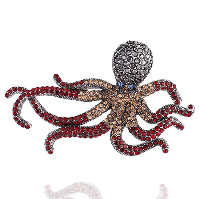 Sieviešu dzirkstošais astoņkājis zivju pin Rhinestone Sea Animal Party Brooch