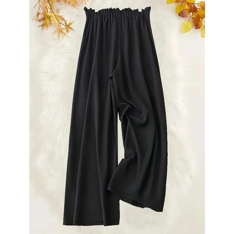 Liela izmēra 1XL-5XL Ikdienas Bikses Sieviešu Plus Ciets Savelkams viduklis Platas Kājas Brīvas Bikses Ērtas ikdienas mājas bikses