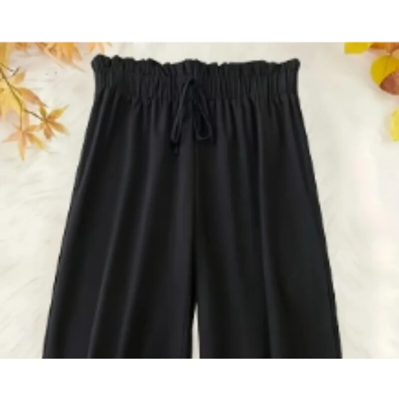 Liela izmēra 1XL-5XL Ikdienas Bikses Sieviešu Plus Ciets Savelkams viduklis Platas Kājas Brīvas Bikses Ērtas ikdienas mājas bikses