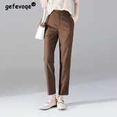 Jesen Zima Elegantne modne univerzalne jednobojne hlače visokog struka Ženske uske ležerne hlače do gležnja Ženska odjeća