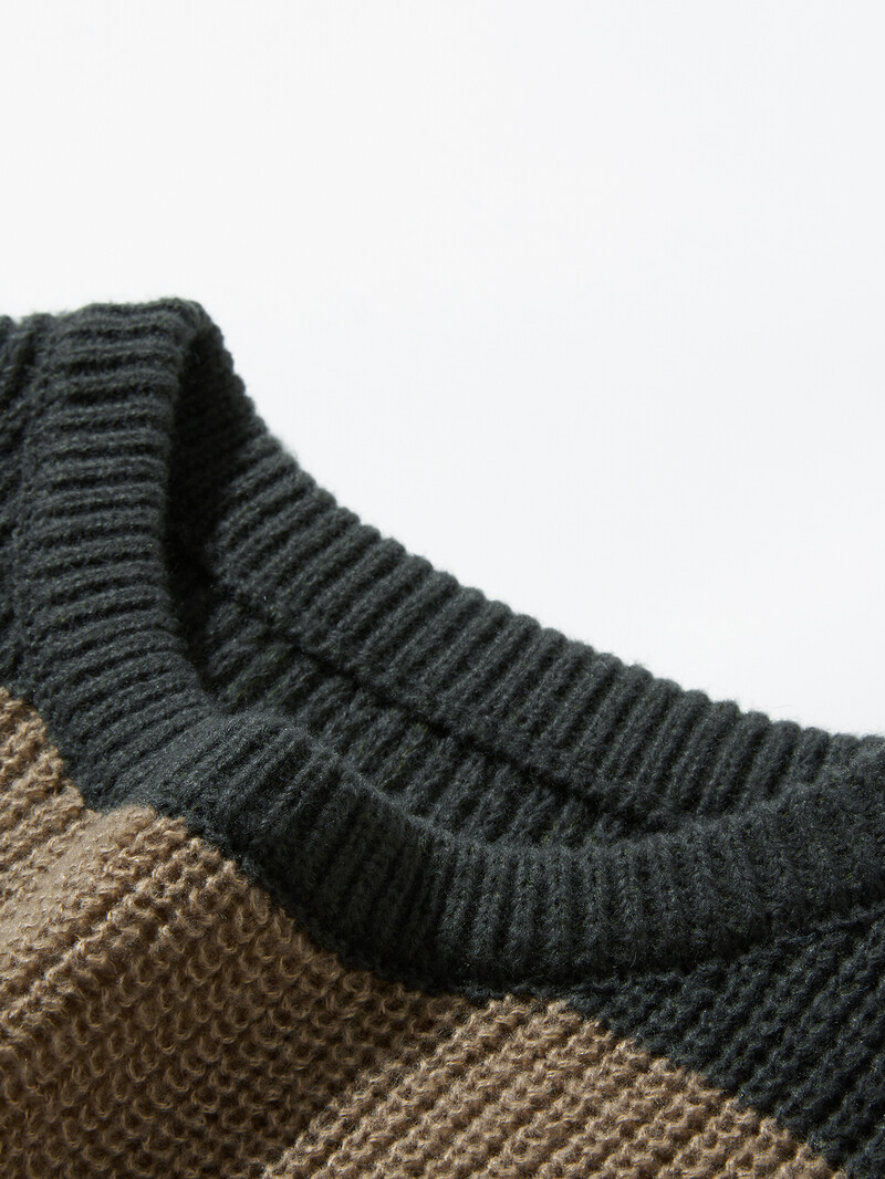 Jauns, brīvs džemperis ikdienas daudzpusīgs, svītrains džemperis vīriešiem ar apaļu kaklu