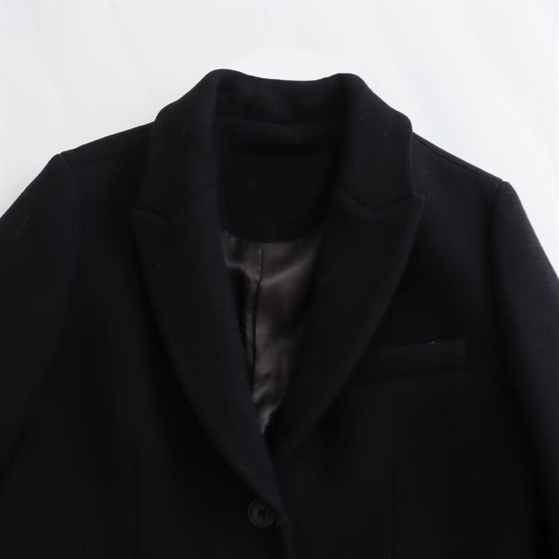 PB&ZA2024 rudens jauns sieviešu apģērbs brīvs un slaidinoša temperamenta melns neitrāls vēja tīrs variants garā mēteļa jaka