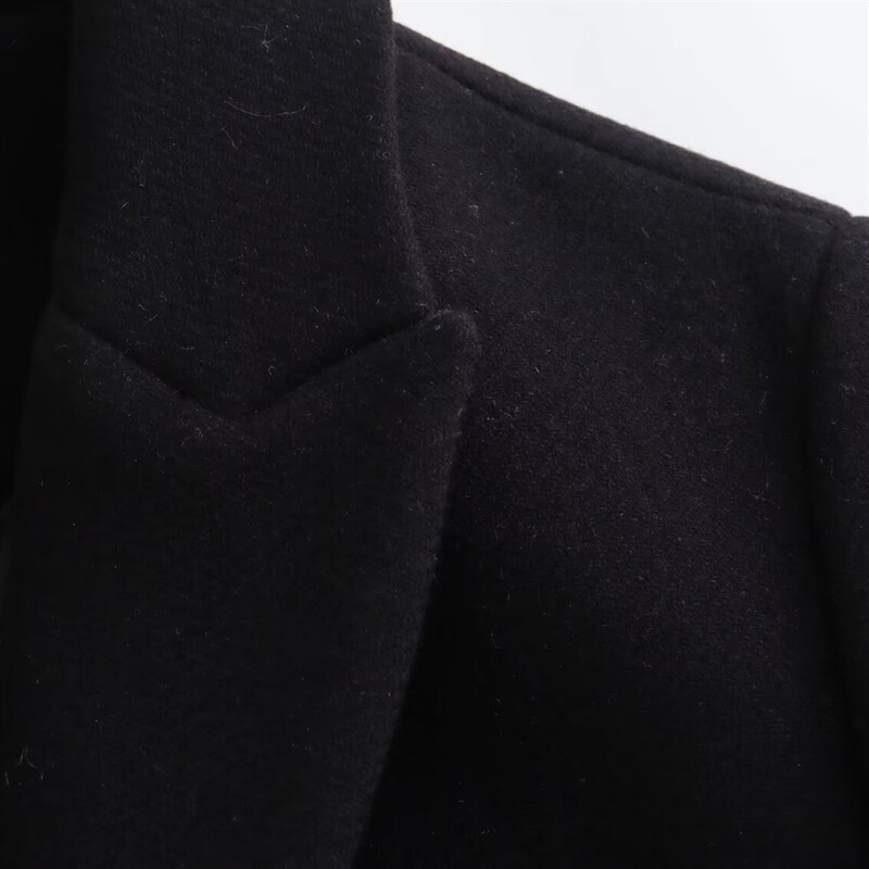 PB&ZA2024 rudens jauns sieviešu apģērbs brīvs un slaidinoša temperamenta melns neitrāls vēja tīrs variants garā mēteļa jaka