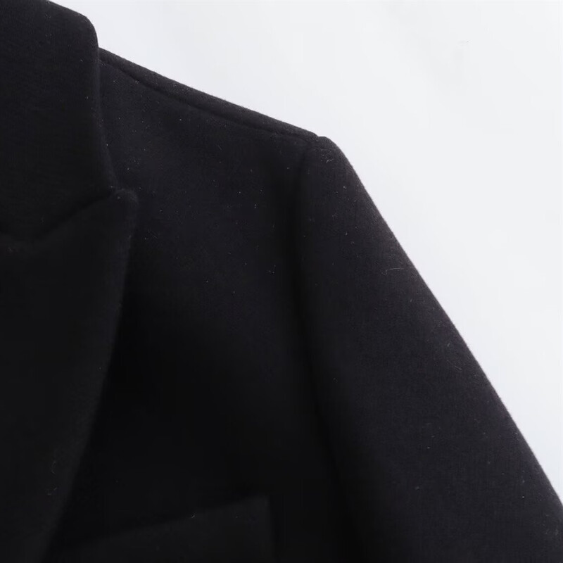 PB&ZA2024 rudens jauns sieviešu apģērbs brīvs un slaidinoša temperamenta melns neitrāls vēja tīrs variants garā mēteļa jaka