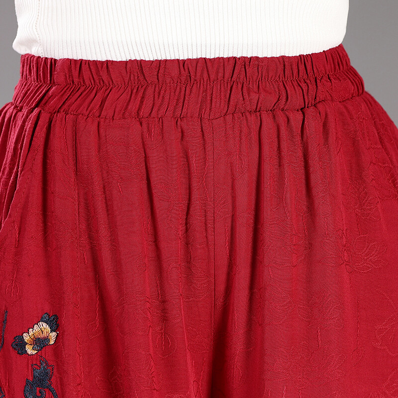 Izvezene ženske hlače širokih nogavica Ljetna moda 2024. Suknja s konjskim licem Hlače s izvezenim cvjetovima Hlače veće veličine