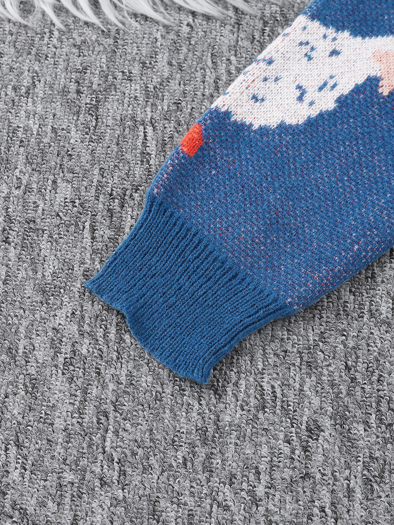 Jauns populārs rudens ziemas jauks pīles žakarda raksta džemperis džemperis ikdienišķs apaļš kakla kontrasta krāsas trikotāžas vīriešu džemperis