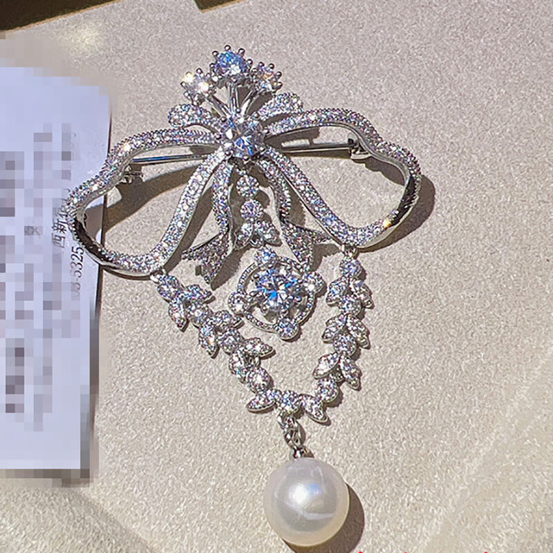 Pils stila piespraude Eleganta pērļu cirkona loka lente korsāža sieviešu vakarkleitas piespraudes aksesuāri
