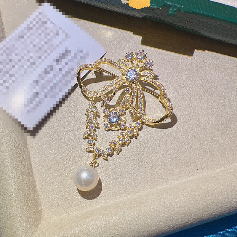 Pils stila piespraude Eleganta pērļu cirkona loka lente korsāža sieviešu vakarkleitas piespraudes aksesuāri