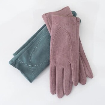 Fashion Style Plus Velvet Thicken Women Winter Keep Warm Οθόνη αφής Suede Gloves Drive Cycling Personality Mitens