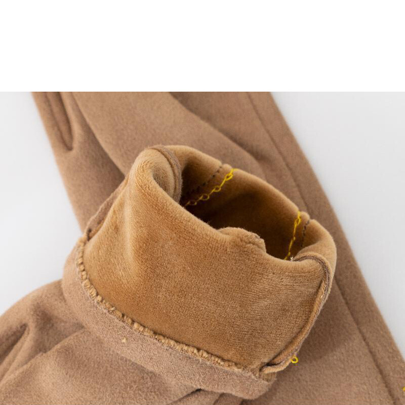 Fashion Style Plus Velvet Thicken Moterys Žiemą šildo Jutiklinis ekranas Zomšinės pirštinės vairuoti dviratininkams skirtos pirštinės