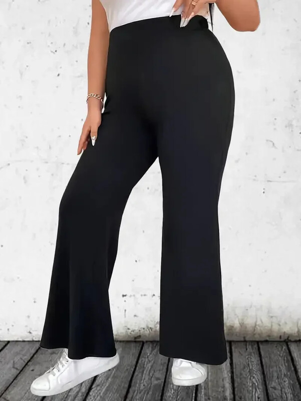 Sieviešu lielizmēra 1XL-5XL ikdienišķas bikses ar platām kājām Sieviešu modes bikses ar augstu vidukli Sieviešu lielizmēra apģērbs