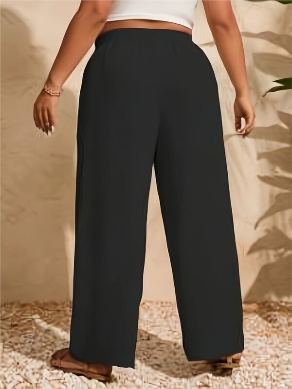 Плюс размер Еластичен есенен панталон с висока талия Дамски ежедневни свободни плисирани дамски панталони в корейски стил с широки крачоли Модни дамски панталони