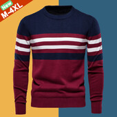 Vīriešu Džemperi Puloveri Vīriešu Svītrains Stils Kokvilnas O kakla Džemperis Krekli Džemperi Rudens Vīriešu Trikotāža Liela izmēra 3XL 4XL Džemperis