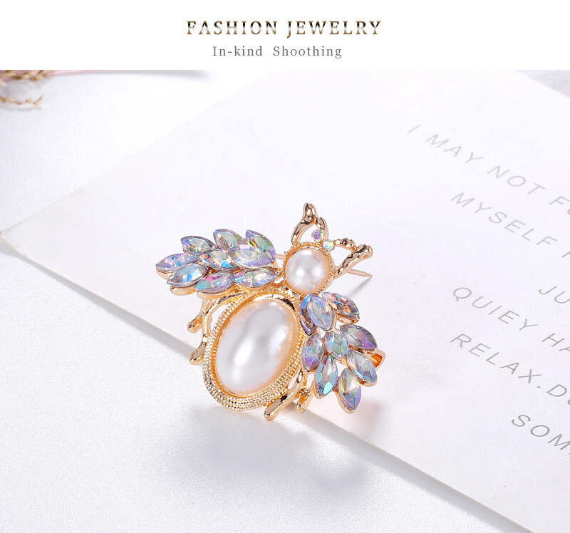 Jauna Rhinestone Pearl Bee sakta Mode, vienkāršs uzvalks, dzīvnieku apģērba aksesuāri, piespraude