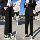 Sieviešu rudens ziemas flīss, biezs, augsts viduklis, brīvs, taisns, vienkāršība vienkrāsains uzvalka bikses. Vispārpiemērotas biroja sieviešu bikses