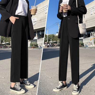 Sieviešu rudens ziemas flīss, biezs, augsts viduklis, brīvs, taisns, vienkāršība vienkrāsains uzvalka bikses. Vispārpiemērotas biroja sieviešu bikses