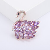 Rhinestone Gulbis saktas sievietēm Unisex kristāla stikla dzīvnieku piespraudes banketu ballītei mugursoma Dāvanas rotaslietas aksesuāri