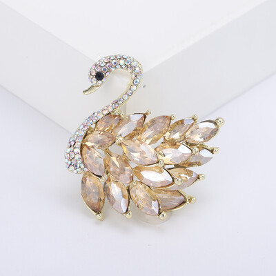 Rhinestone Gulbis saktas sievietēm Unisex kristāla stikla dzīvnieku piespraudes banketu ballītei mugursoma Dāvanas rotaslietas aksesuāri