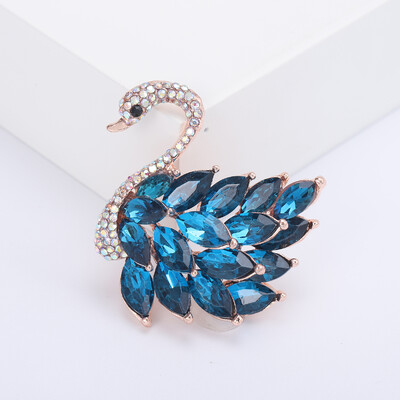 Rhinestone Gulbis saktas sievietēm Unisex kristāla stikla dzīvnieku piespraudes banketu ballītei mugursoma Dāvanas rotaslietas aksesuāri