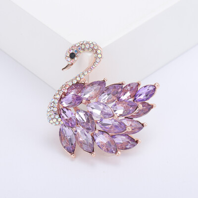 Rhinestone Gulbis saktas sievietēm Unisex kristāla stikla dzīvnieku piespraudes banketu ballītei mugursoma Dāvanas rotaslietas aksesuāri