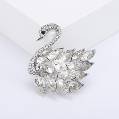 Rhinestone Gulbis saktas sievietēm Unisex kristāla stikla dzīvnieku piespraudes banketu ballītei mugursoma Dāvanas rotaslietas aksesuāri