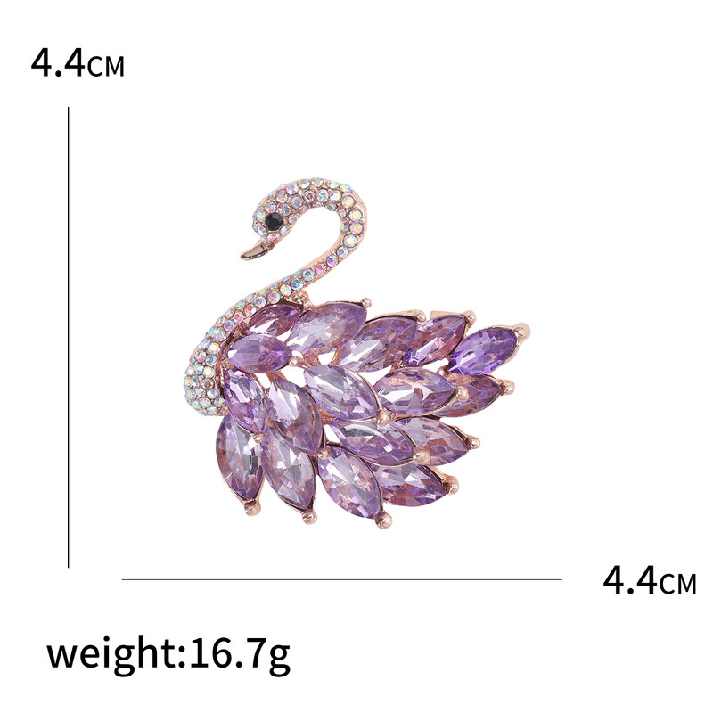 Rhinestone Gulbis saktas sievietēm Unisex kristāla stikla dzīvnieku piespraudes banketu ballītei mugursoma Dāvanas rotaslietas aksesuāri