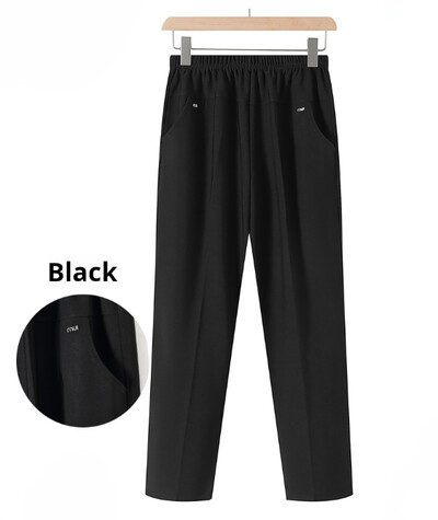 plus izmēra mātes bikses pavasaris vasara augsts elastīgs viduklis pusmūža sieviešu bikses ikdienas svītras melnas vecmāmiņas bikses 6XL