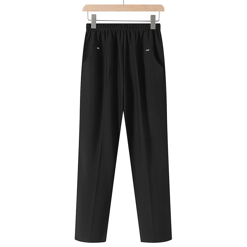 plus izmēra mātes bikses pavasaris vasara augsts elastīgs viduklis pusmūža sieviešu bikses ikdienas svītras melnas vecmāmiņas bikses 6XL
