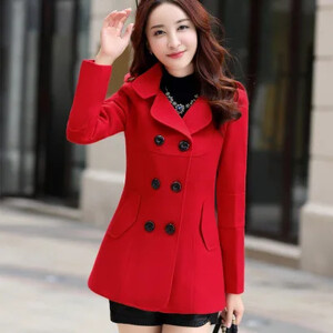 2017. gada vislabāk pārdotā jauna rudens/ziemas korejiešu stila vilnas jaka sievietēm, tvīda stila salda raksta ar dubultrindu pogām