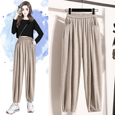Nove 2024. Jesen Zima Hlače veće veličine Ženske hlače s elastičnim džepovima u struku Široke bež sive ili crne sportske ležerne hlače Ženske