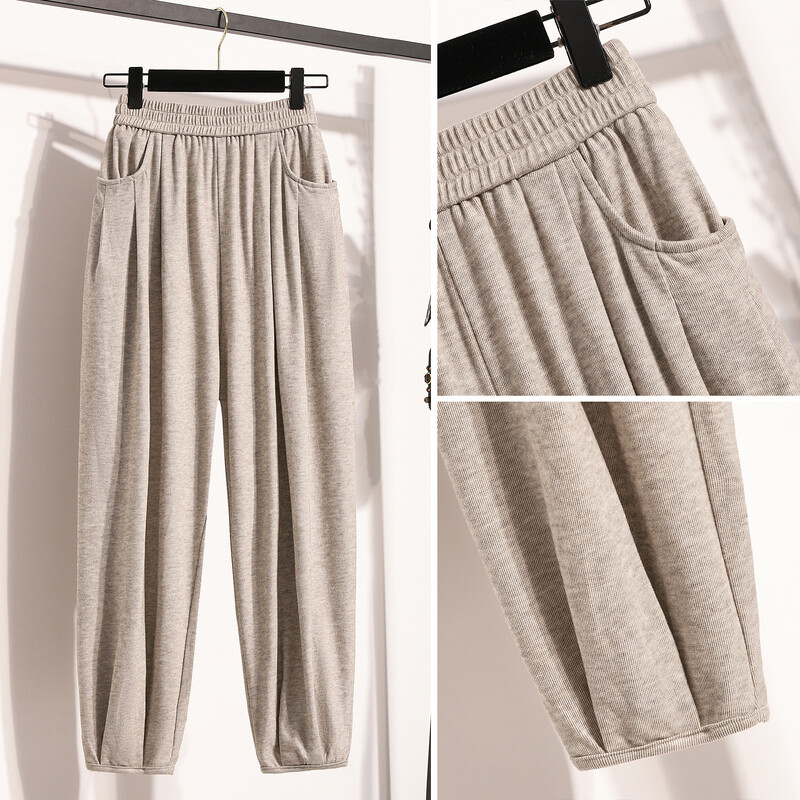Nove 2024. Jesen Zima Hlače veće veličine Ženske hlače s elastičnim džepovima u struku Široke bež sive ili crne sportske ležerne hlače Ženske