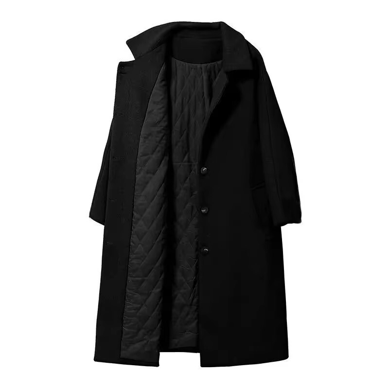 Rudens un ziema sieviešu vidēji gari mētelis sieviešu biezāks ar garām piedurknēm vilnas maisījuma jaka korejiešu sieviešu brīvi vilnas virsdrēbes