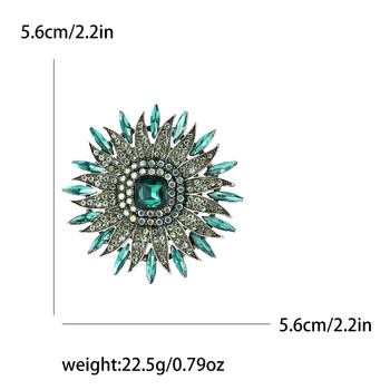 Тежки слънчогледови брошки с кристали за жени Унисекс щифтове от кристално стъкло, растителни игли, офис парти подаръци, приятели, бижута, аксесоари