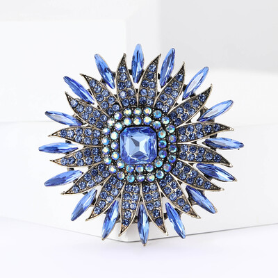 Rhinestone smagas saulespuķu saktas sievietēm Unisex kristāla stikla augu piespraudes Biroja ballīte draugs dāvanas rotaslietas aksesuāri