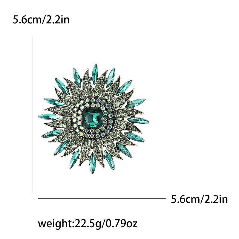 Rhinestone smagas saulespuķu saktas sievietēm Unisex kristāla stikla augu piespraudes Biroja ballīte draugs dāvanas rotaslietas aksesuāri