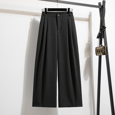 Дамски панталони с големи размери Есен 2024 Ново пристигане с висока еластична талия Бежови или черни цветни широки панталони Дамски панталони с големи размери