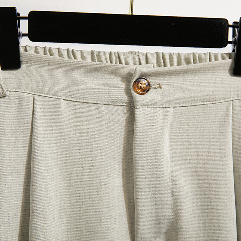 Дамски панталони с големи размери Есен 2024 Ново пристигане с висока еластична талия Бежови или черни цветни широки панталони Дамски панталони с големи размери