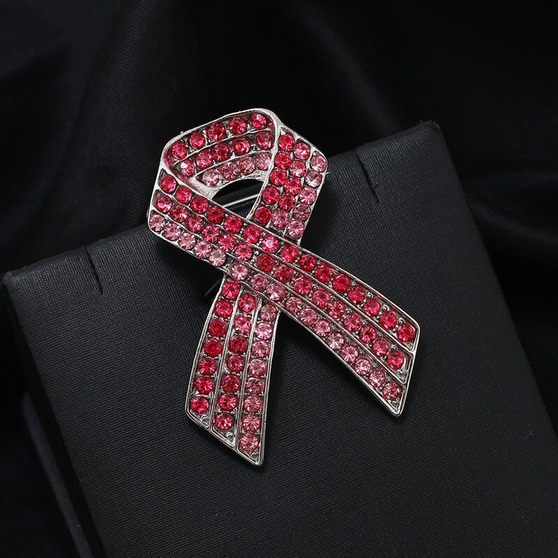 Modernas rozā lentes Rhinestone piespraudes krūts vēža apziņas piespraudes piespraudes HIV un AIDS nozīmīte sievietēm saktas rotaslietas