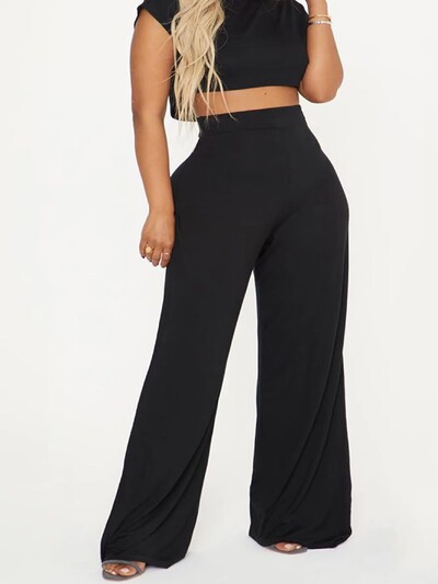 2024 Pantaloni drepți cu picioare largi, țesătură tricotată plus size de toamnă și iarnă, în stil britanic pentru navetiști.