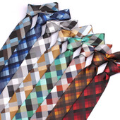 Modes izdilis vīriešu kaklasaites ikdienišķa rūtainā kaklasaite kāzām biznesa zēnu kostīmi kaklasaite tieva vīriešu kaklasaite Gravatas