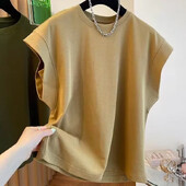 Мъжка тениска с къс ръкав Sensibilityniche в корейски стил Свободна жилетка през рамо Боди без ръкави Conjure Summer Trendy