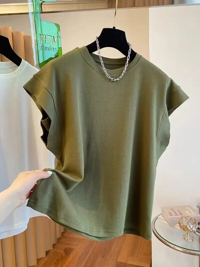 Мъжка тениска с къс ръкав Sensibilityniche в корейски стил Свободна жилетка през рамо Боди без ръкави Conjure Summer Trendy