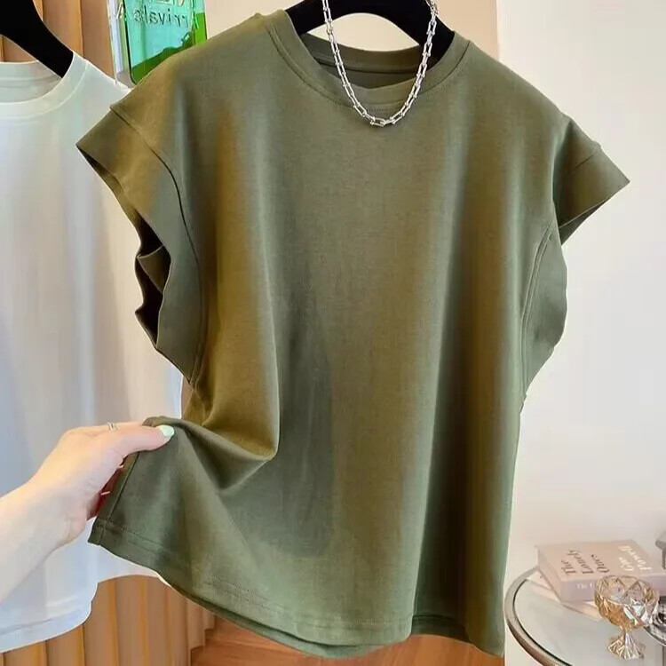 Мъжка тениска с къс ръкав Sensibilityniche в корейски стил Свободна жилетка през рамо Боди без ръкави Conjure Summer Trendy