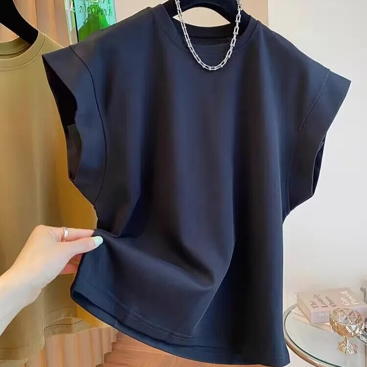 Мъжка тениска с къс ръкав Sensibilityniche в корейски стил Свободна жилетка през рамо Боди без ръкави Conjure Summer Trendy