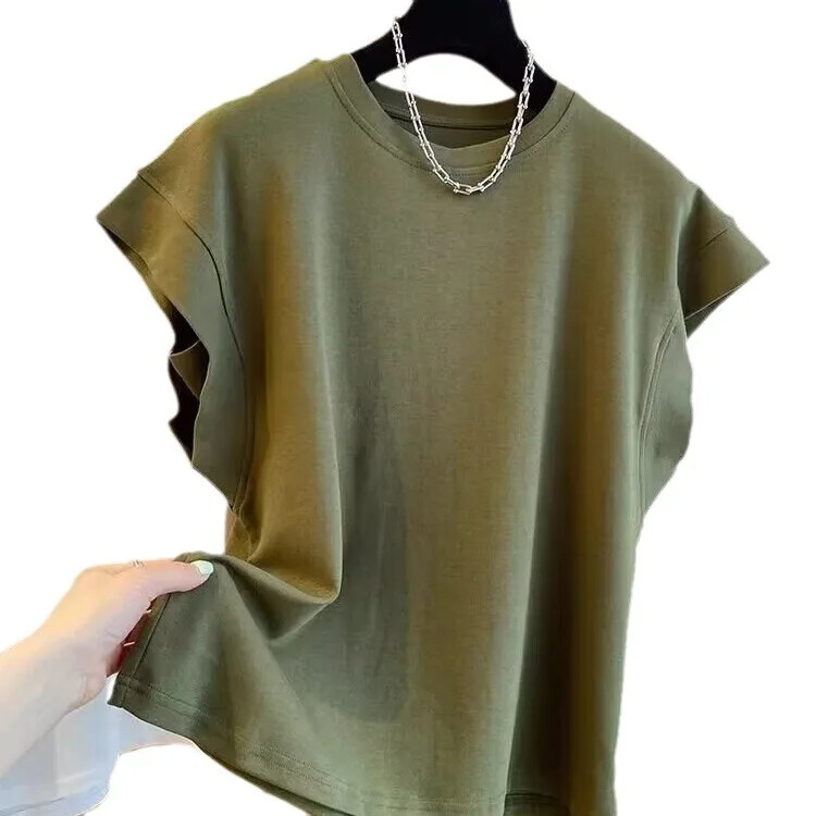 Мъжка тениска с къс ръкав Sensibilityniche в корейски стил Свободна жилетка през рамо Боди без ръкави Conjure Summer Trendy